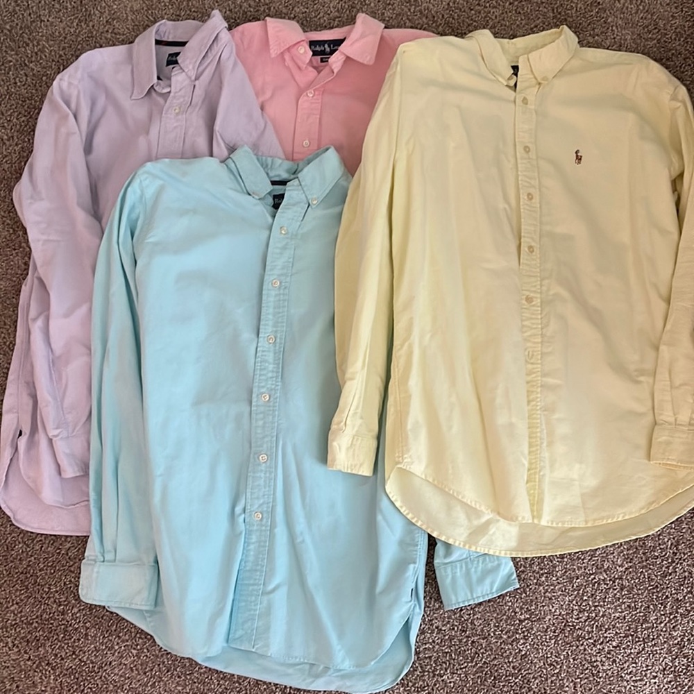 Lot of 4 pastel Ralph Lauren long sleeved button ups.